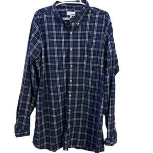 Sonoma Shirt Mens 2XLT 2XL Tall‎ Blue plaid Long Sleeve Collared Casual